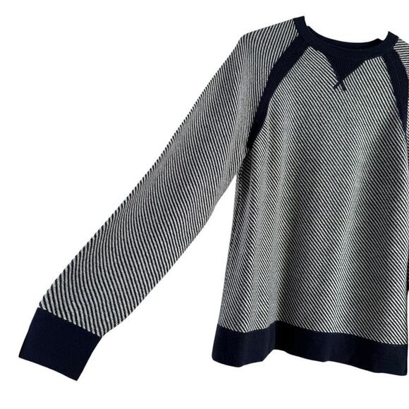 Toad & Co Strahlhorn Lambswool Crewneck Sweater in Navy Stripes, Size Small - Picture 6 of 10